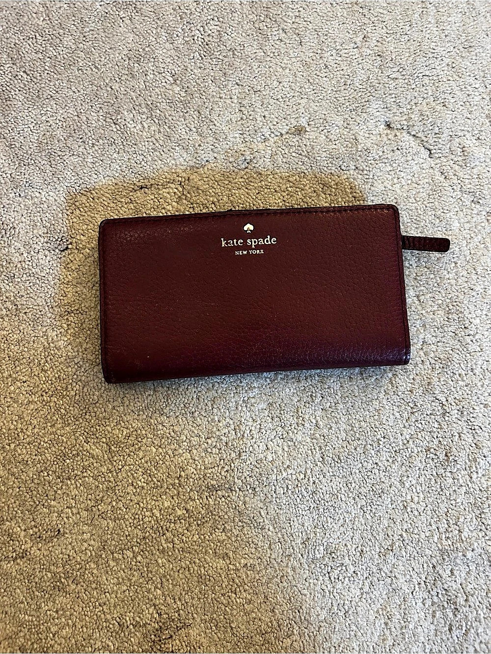 kate spade new york Pebbled Leather Bifold Wallet Maroon
